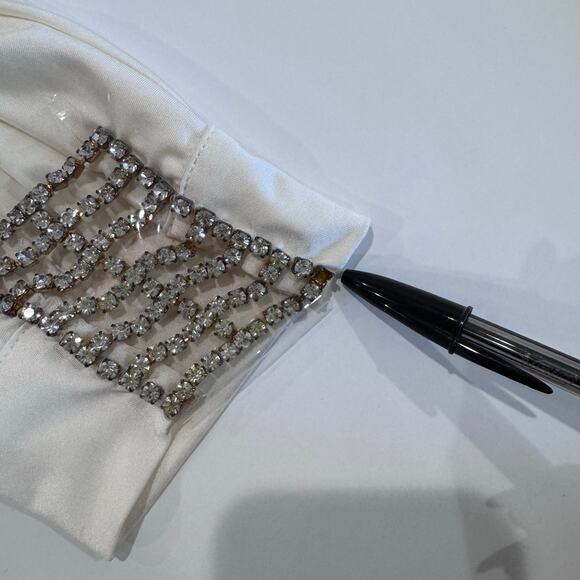 Jadore Y2K Vintage Dolman Open Sleeve Mini Dress Rhinestone Cream Small READ - Picture 8 of 11